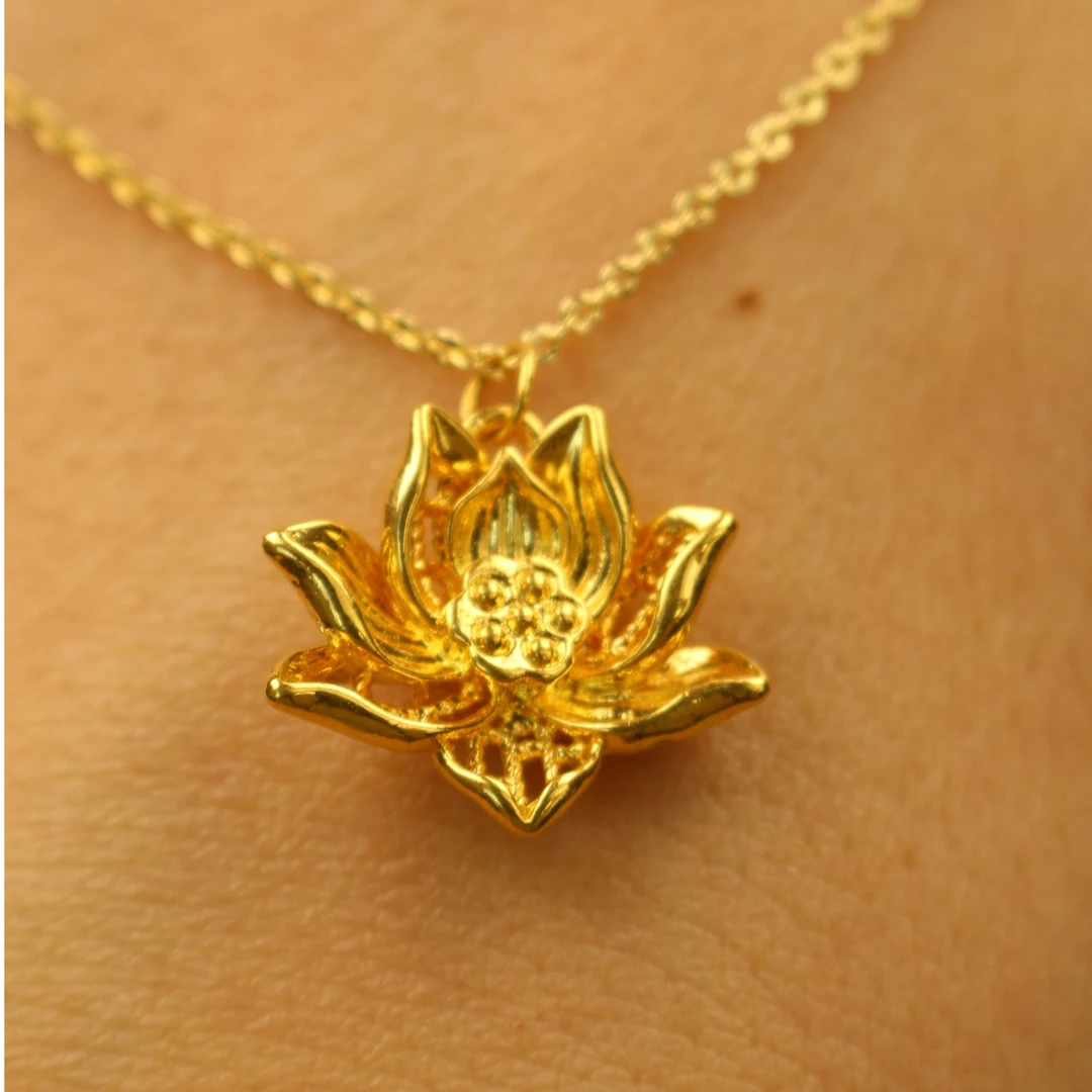 足金999好运莲莲花开富贵时尚百搭经典男女素金