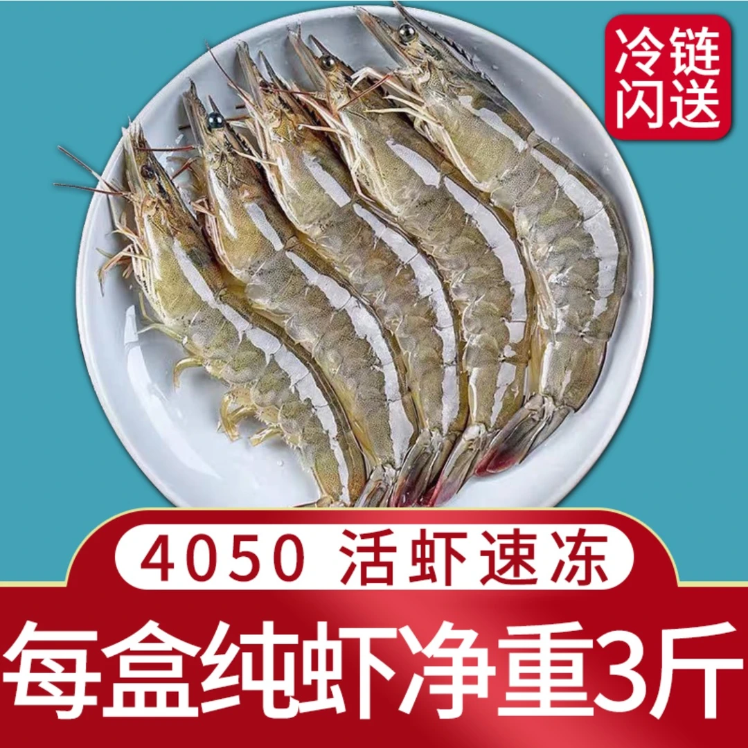 【大窑】4050海水大虾活虾速冻非基围虾特大青虾海鲜水产