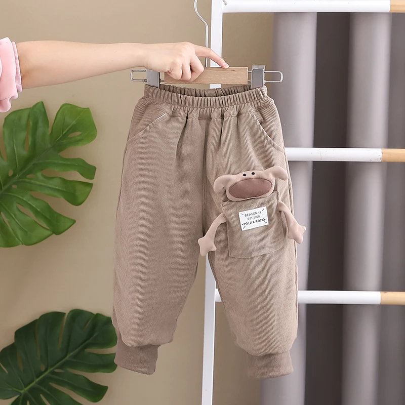 儿童裤子加绒加厚冬款男童灯芯绒一条过冬三层加棉裤小童宝宝冬季
