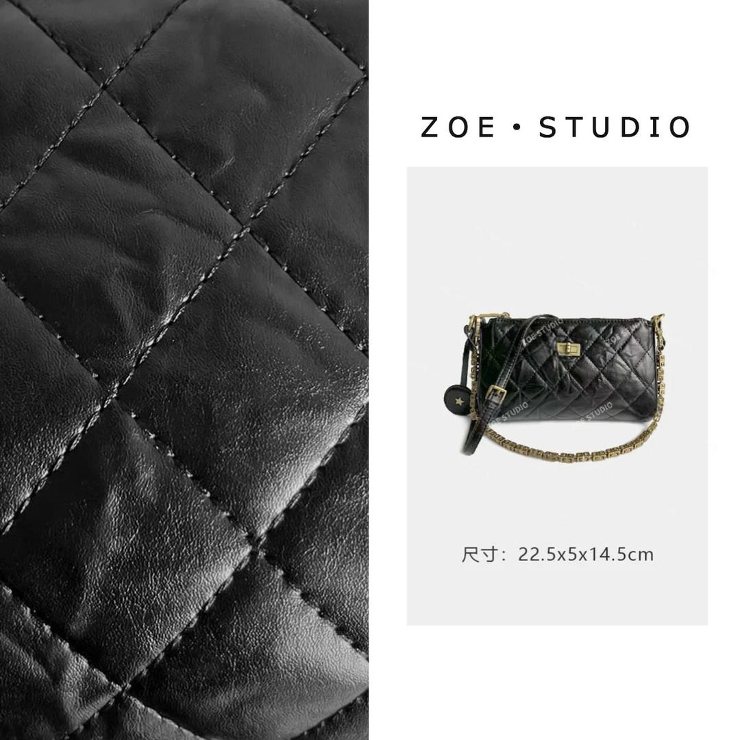 【佐伊甄选】ZT-D7068-手抓牛皮黑轻奢女士时尚通勤百搭腋下斜挎包