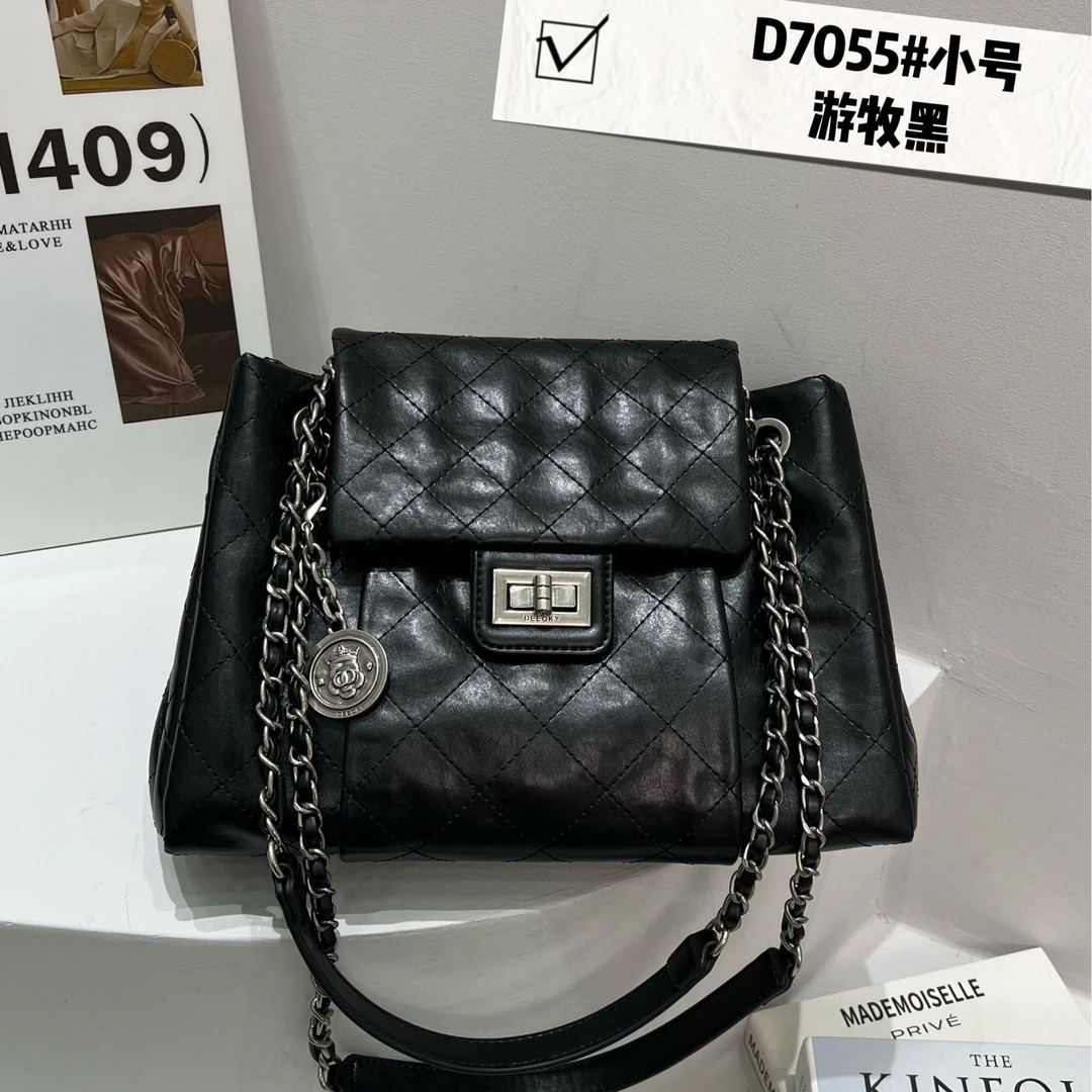 【佐伊甄选】ZT-D7055-游牧黑春秋韩版时尚单肩手提女包夏季小香风