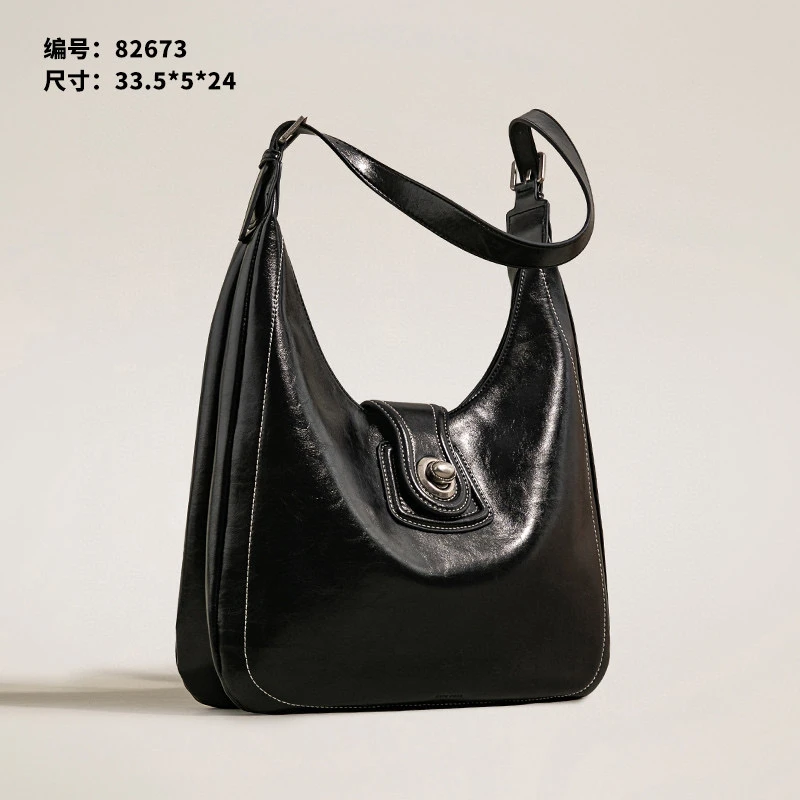 【佐伊甄选】SK-82673-黑色轻奢女士时尚经典百搭小众通勤腋下包