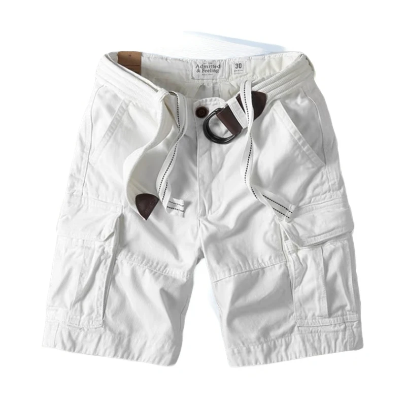 美式复古工装短裤夏季男士配腰带多口袋中裤潮牌宽松休闲五分裤男