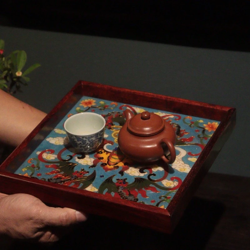 奢侈品印度小叶紫檀开口茶盘普洱茶盘收纳文承盘
