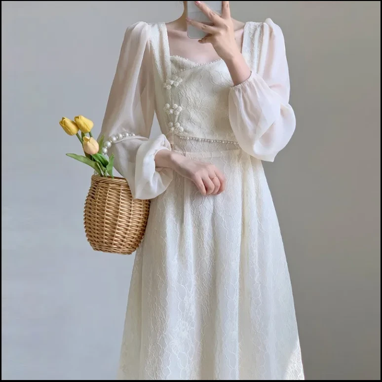 （编700-799）新款改良旗袍女夏款法式复古连衣裙