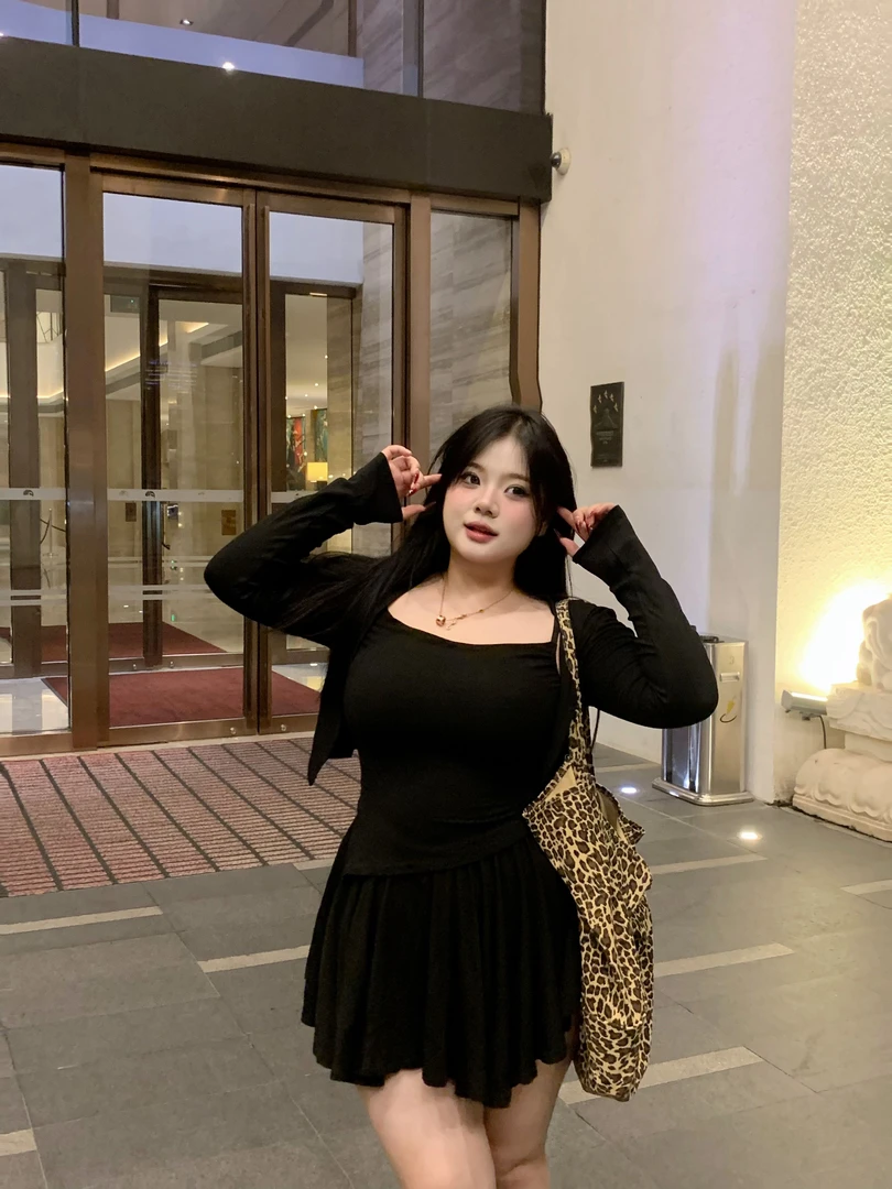 全球花秋季高级感大码开衫吊带高腰半裙三件套微胖mm修身显瘦装女