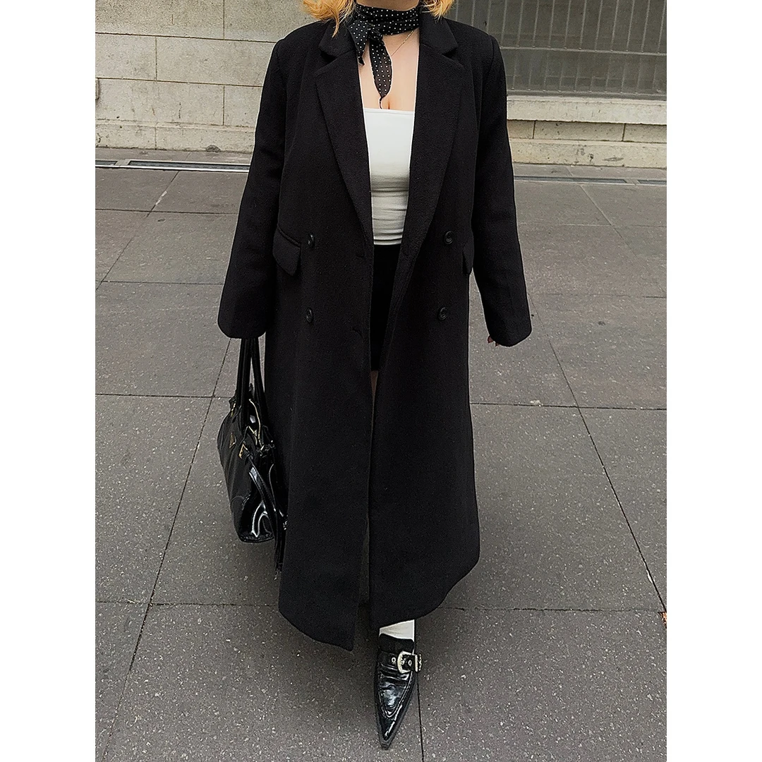 全球花【超正大衣2号链接】大码秋冬加厚棉毛呢大衣外套女长款大衣