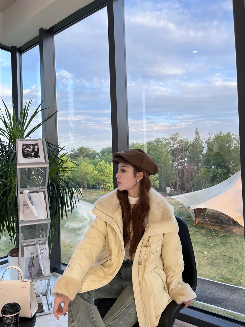 【菲菲】24年冬季气质宽松戴帽水貂中长款大气保暖显瘦年轻款式