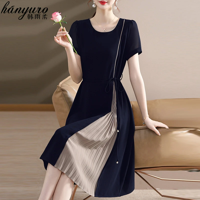 中年妈妈装2024夏装新款连衣裙中老年女装夏季短袖洋气质雪纺裙子