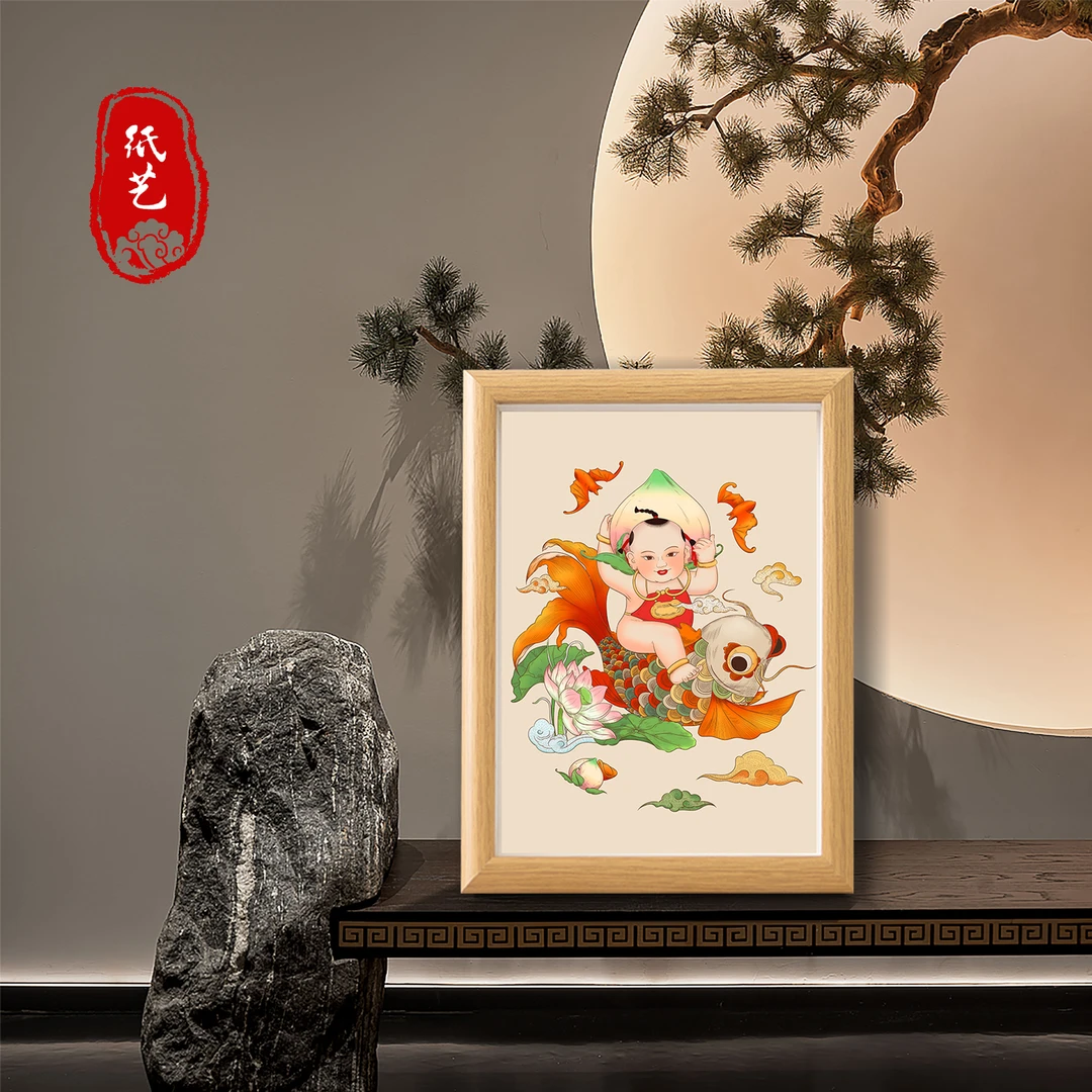 沝森【年画娃娃】剪纸3D手工立体壁画办公室客厅桌摆家居饰品礼品