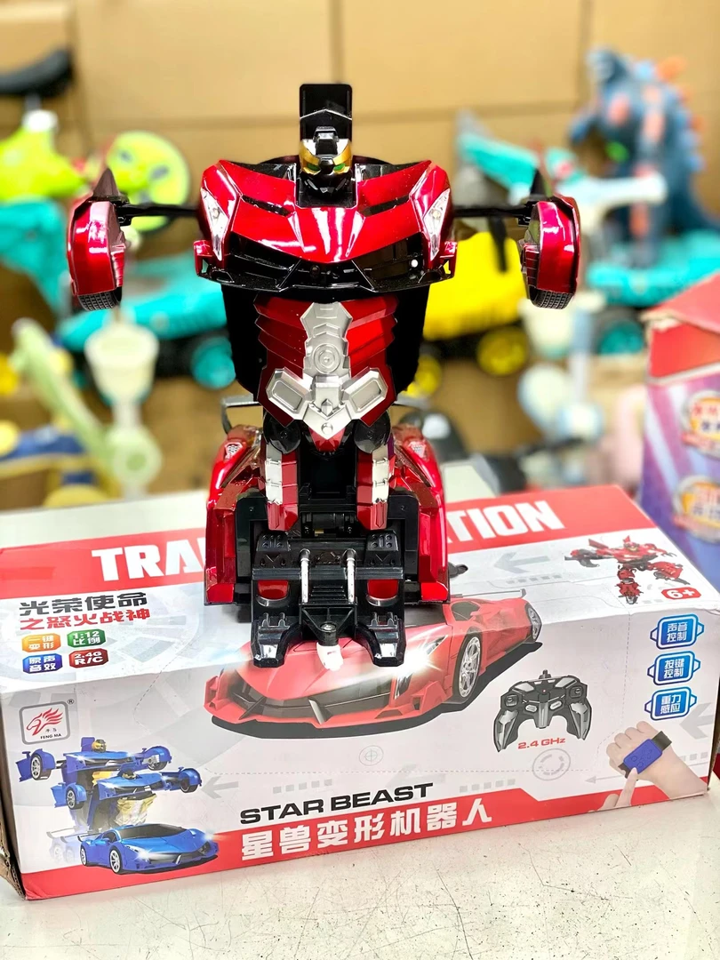 【彩盒遥控】23cm新款变形机器遥控汽车玩具(自备电池)