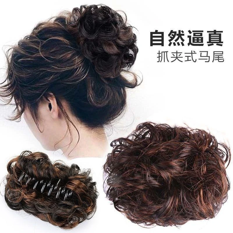 发夹发抓夹假发女发圈发包盘发器拉花短卷发花苞女头花蓬松大发圈