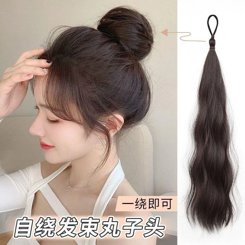 自绕发束丸子头卷发发圈一体式花苞头减龄网红高颅顶增发量蓬松靓