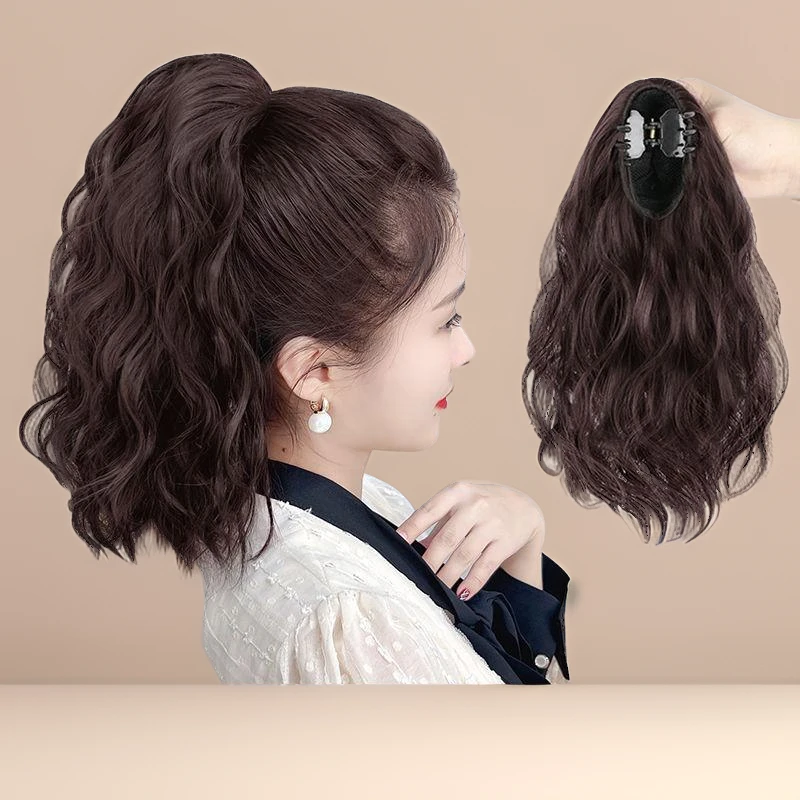 时尚女长发仿真发丝抓夹式水波纹马尾隐形无痕自然逼真时尚女马尾