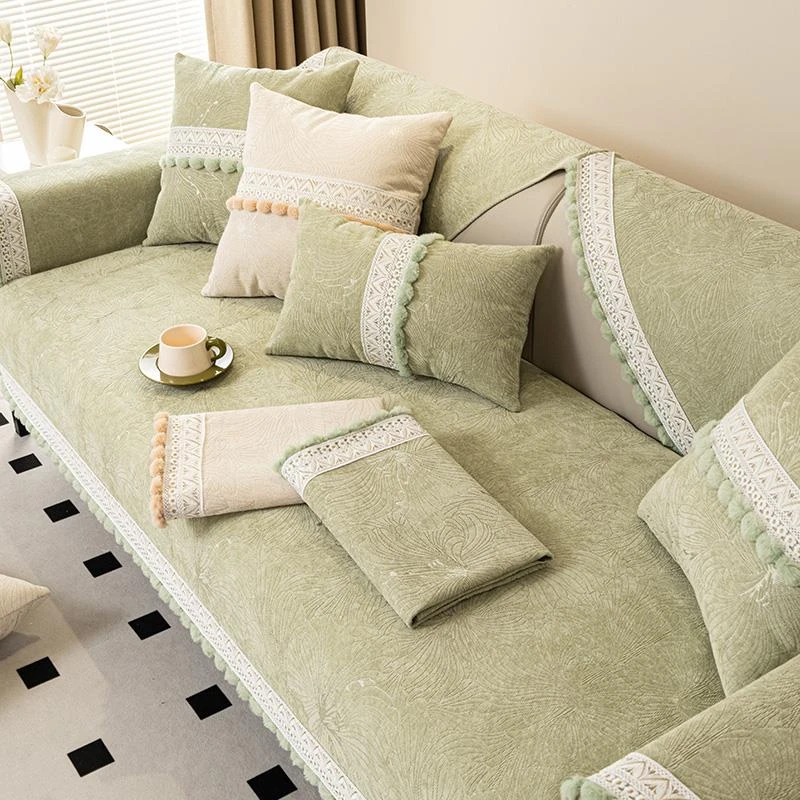 雪尼尔沙发垫轻法式奶油风四季通用2024新款套罩盖布巾防滑坐垫子