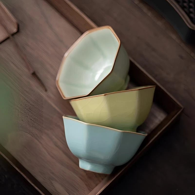 汝窑窑变主人杯单杯开片可养冰裂冰裂纹茶杯茶盏陶瓷个人品茗杯