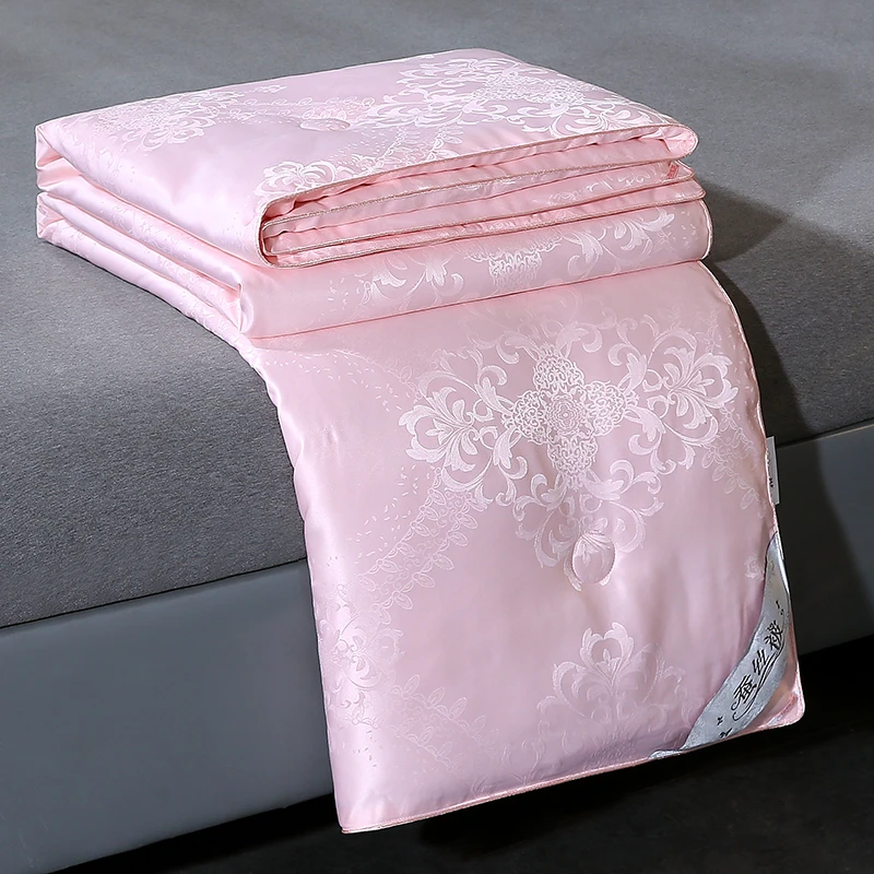 富安娜蚕丝被高档提花长绒棉柔软薄款单双人四季通用桑蚕丝夏凉被