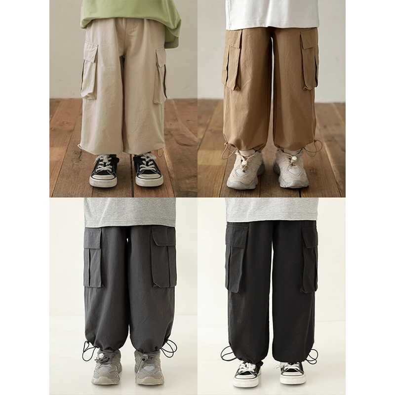 幼悠春二波软弹平整舒适帅气工装立体口袋可调脚口男童长裤N4774