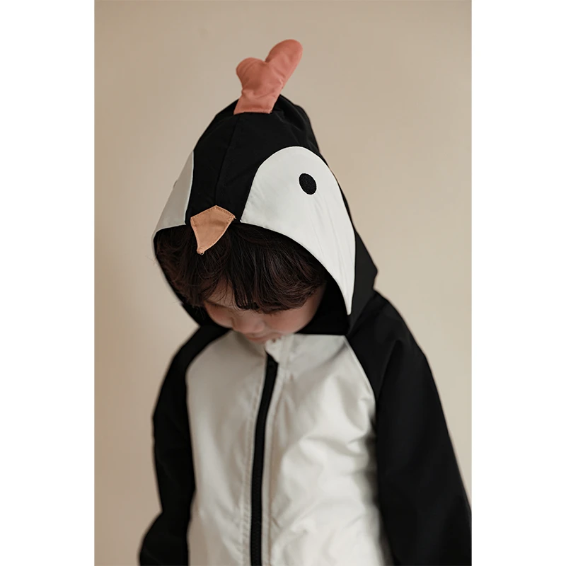 【搭配男童】企鹅冲锋衣儿童连帽外套卡通休闲百搭汉服可爱  Q1384