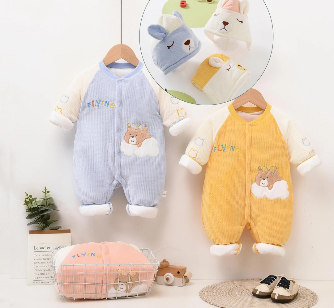 婴幼儿棉服秋冬季加厚外穿连体衣宝宝保暖哈衣婴儿加绒0-1岁儿童