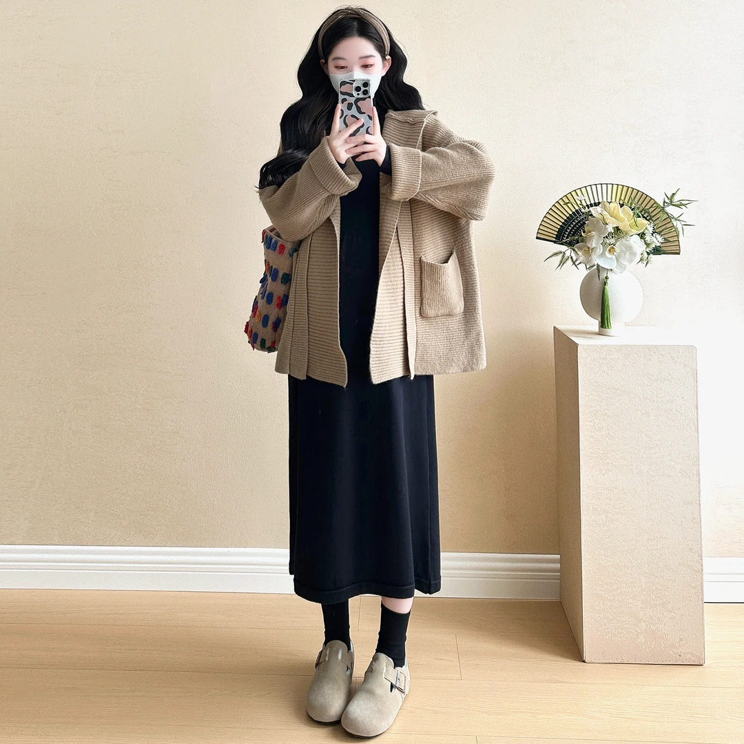 孕妇装秋冬外套大码宽松百搭连帽毛衣秋季长袖显瘦打底针织连衣裙