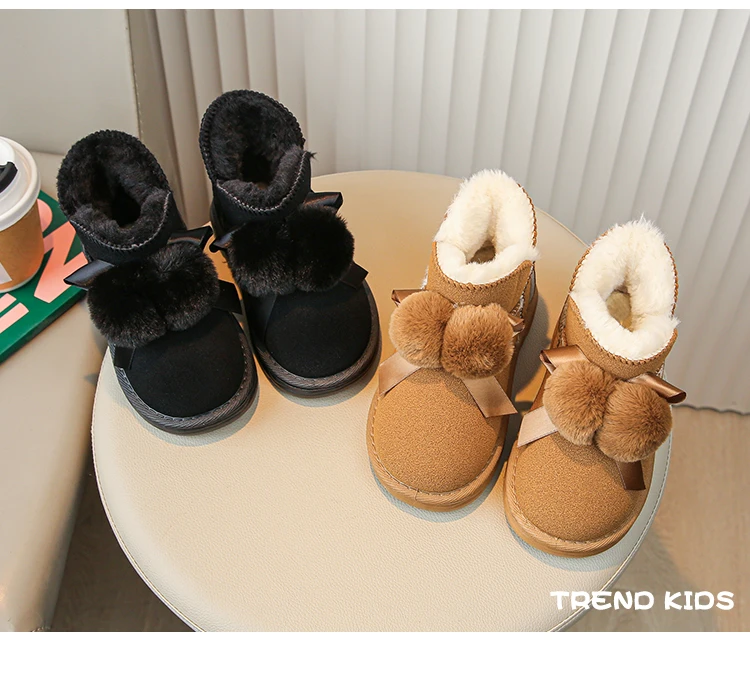 女童雪地靴冬季新款可爱加绒加厚保暖面包鞋