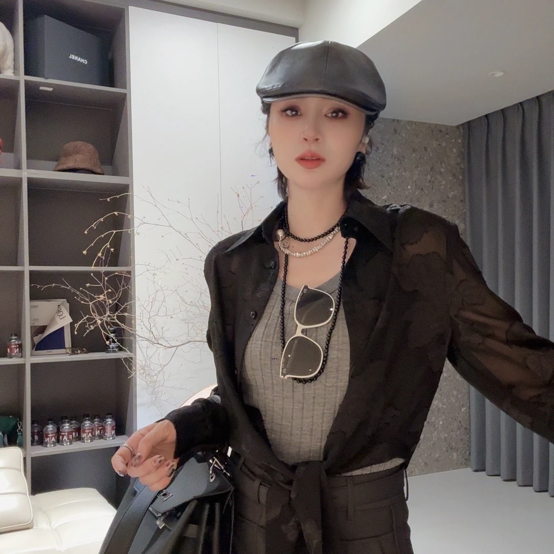 FANYE 2024早秋新款设计感针织花衬衫24660