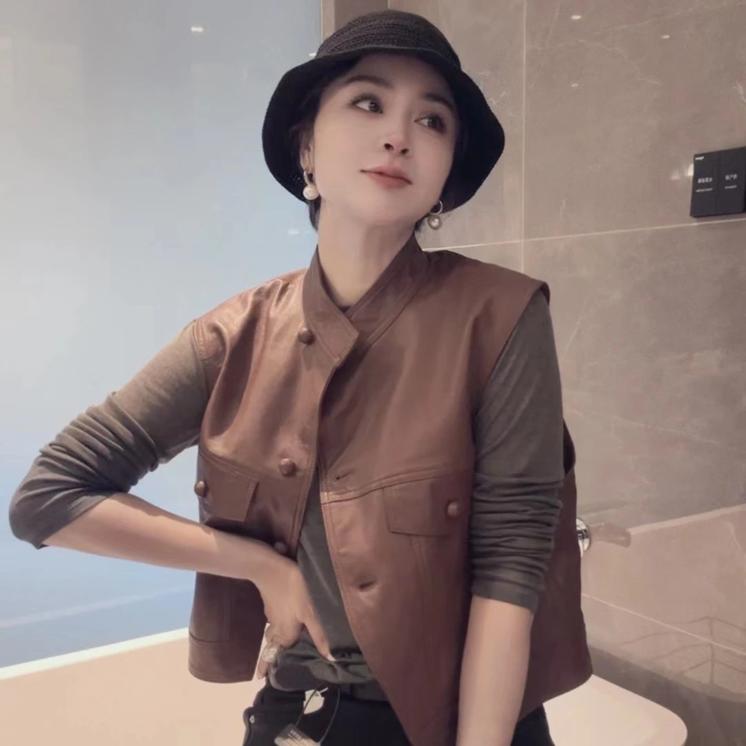 FANYE 【西部牛仔风】早秋高级感绵羊皮马夹8353