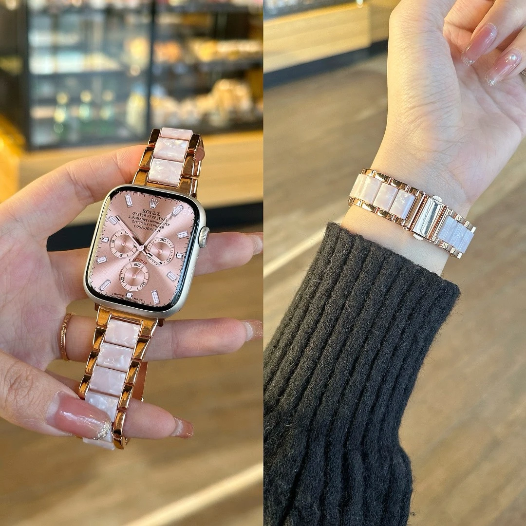 【不锈钢炫彩】适配苹果iwatch S11S109seUItra2手表高级感表带女生