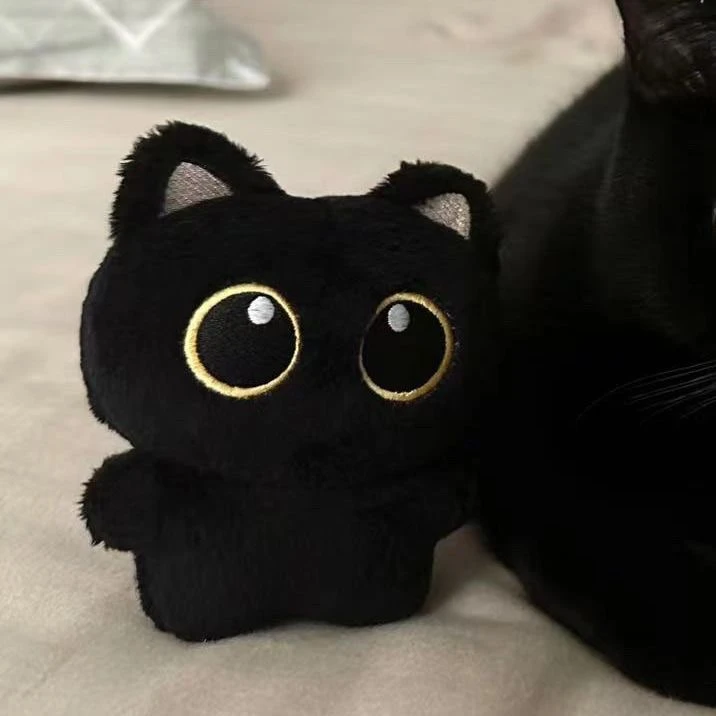 新款黑猫玩偶毛绒公仔挂件可爱猫咪包包挂饰情侣礼物ins学生礼物