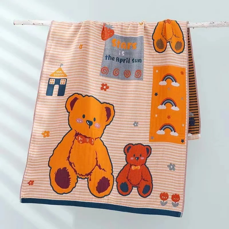 80*160cm四层纯棉大号纱布浴巾加大加厚洗澡可爱神器柔软