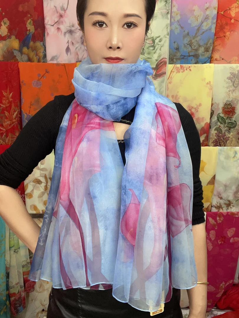 优柔纱蓝色马蹄莲沙滩巾140/180