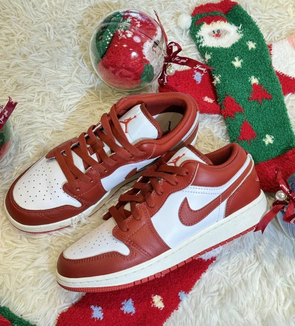 NIKE/耐克airJordan1白红低帮婚鞋红色女鞋休闲鞋百搭FJ3465-160