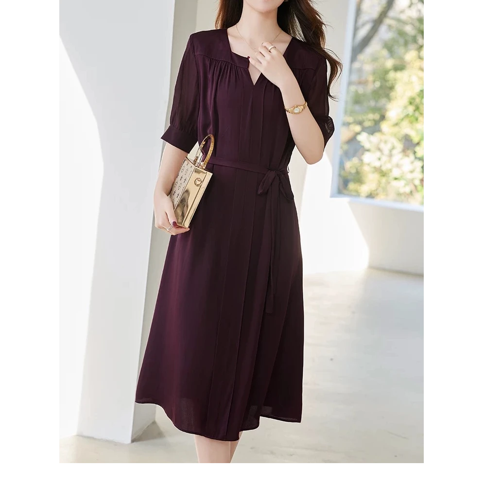 2025年网红新款时尚连衣裙气质御姐范端庄大气垂感显瘦中长裙