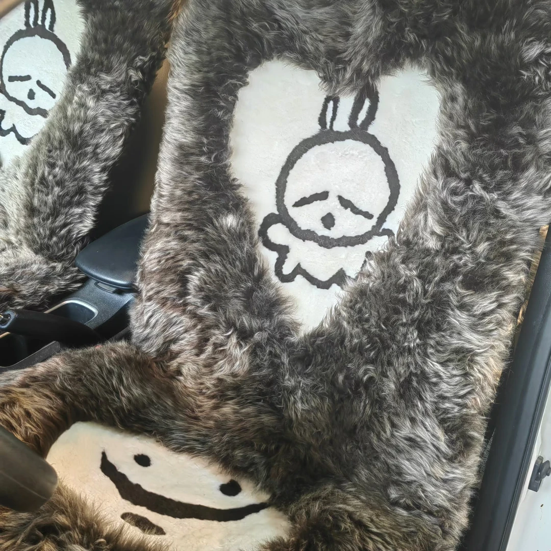 冬季汽车坐垫座套澳洲羊皮毛一体卡通保暖男女通用