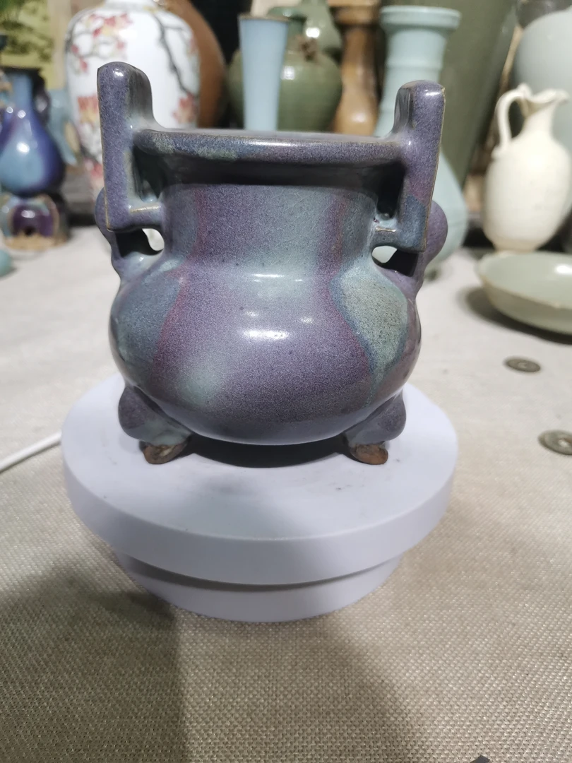 钧窑夹板香炉，一眼老