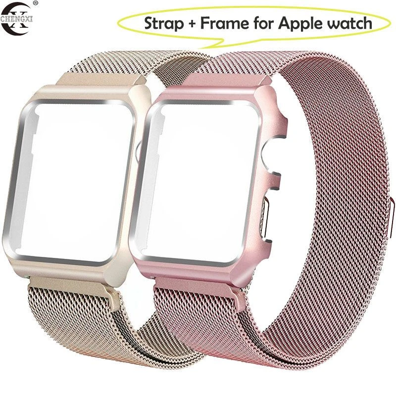 适用苹果表带 Apple watch米兰尼斯一体表带 回环磁吸金属腕带