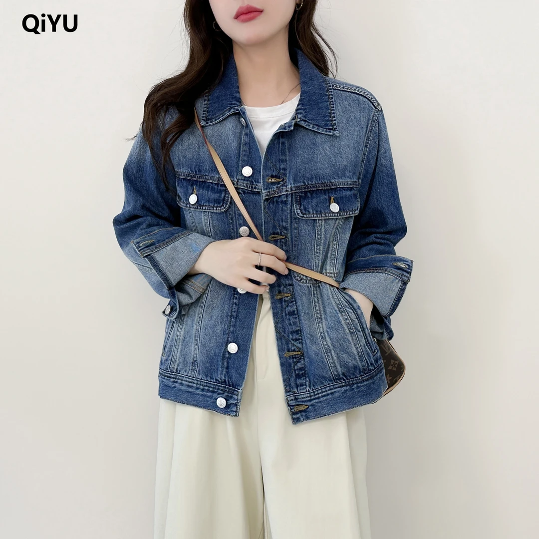 春秋季时尚牛仔衣浅蓝色软短款牛仔外套休闲显瘦百搭潮流上衣女士