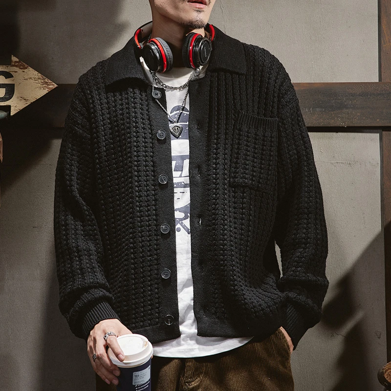 秋冬款开衫毛衣男美式重磅潮牌宽松百搭新款休闲男士长袖针织外套