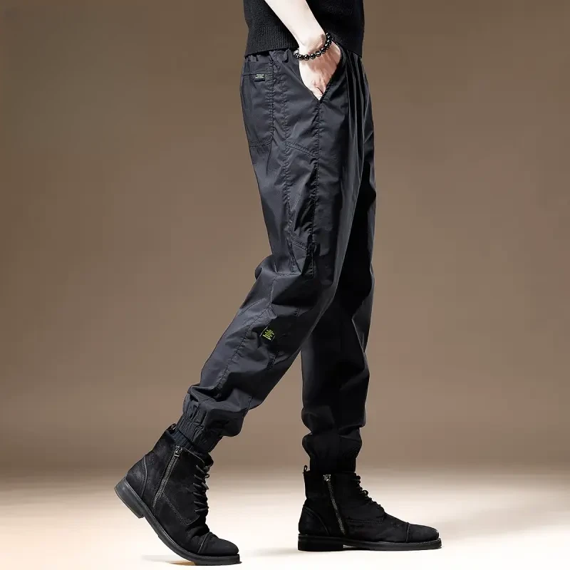 高端美式休闲裤子男宽松束脚2025秋冬新款潮牌速干冲锋男士运动裤