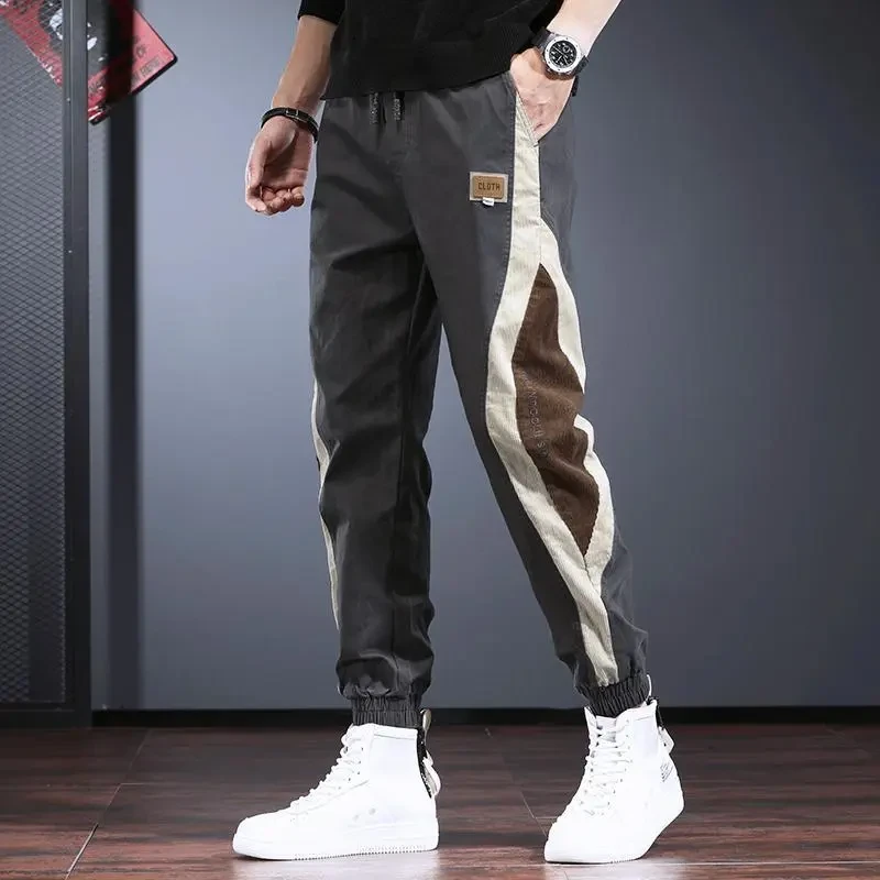 嘻哈痞帅炸街哈伦裤秋冬花色工装裤高级感休闲裤男潮牌宽松束脚裤
