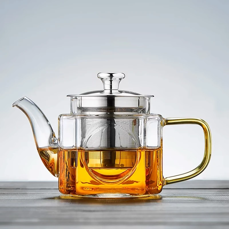 高硼硅耐热玻璃煮茶壶泡茶壶耐高温加厚家用手工不锈钢内胆过滤