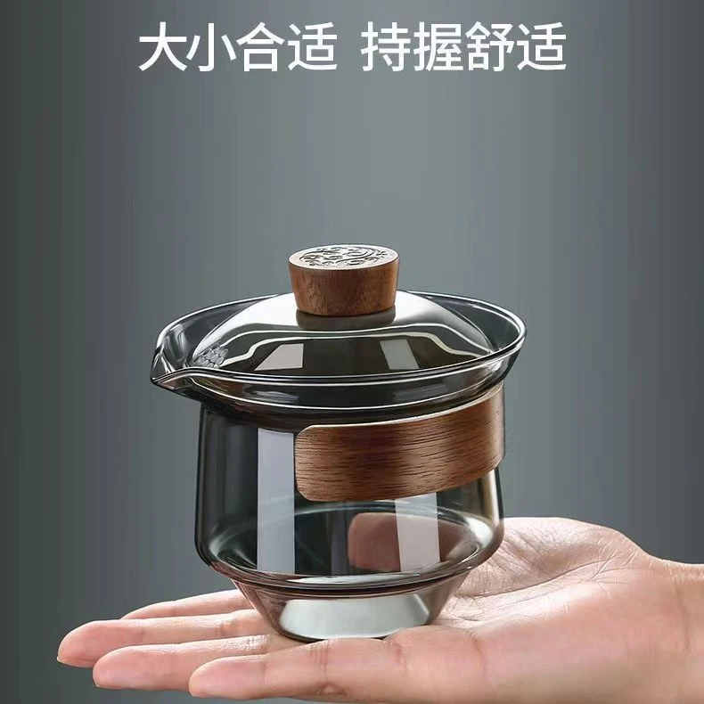玻璃茶具耐热杯防烫茶碗家用日式手抓壶大号透明简约飘逸杯龙蛋杯