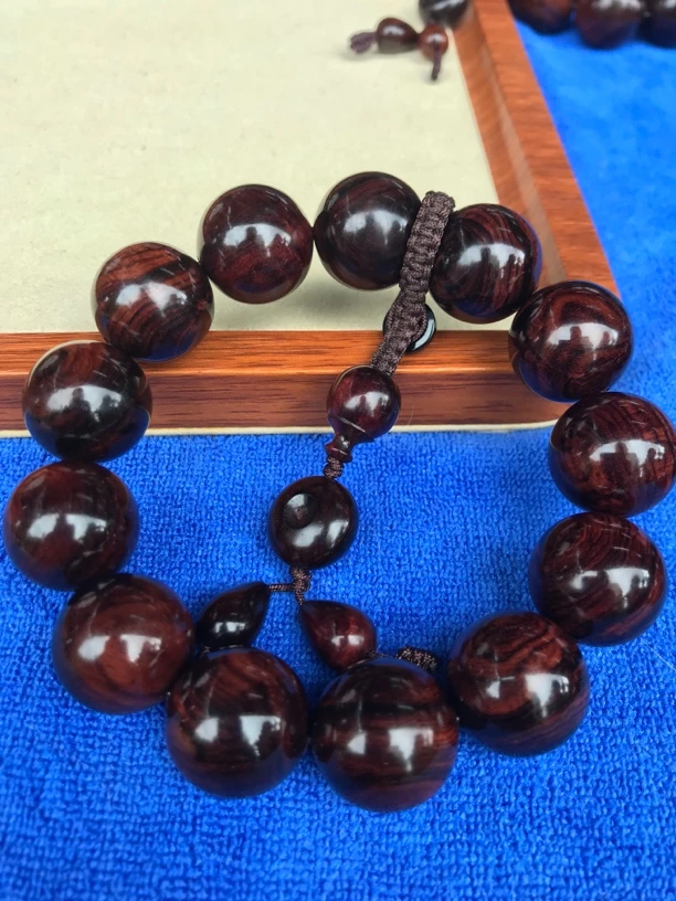 海南黄花梨精品帝王紫1.8cm大黑线水波精品手串