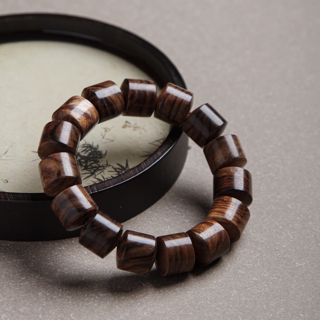 毕业级～海南黄花梨1.5豪爽桶珠漂亮山水花纹海南黄花梨手串