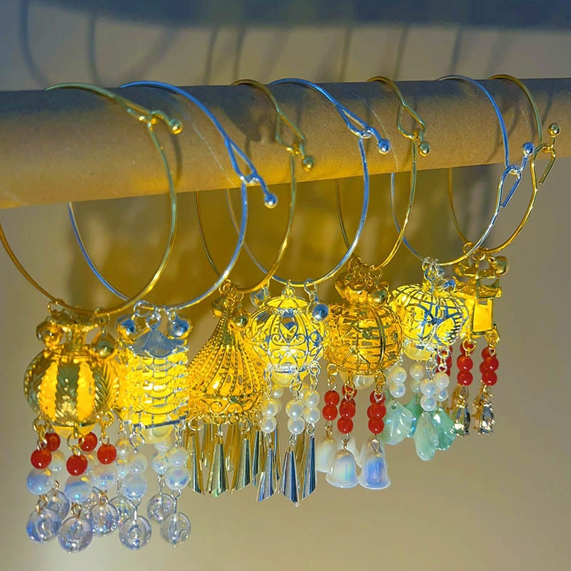 合金树脂手镯 中国风手工发光手镯古风镯子吊坠流苏手链汉服配饰