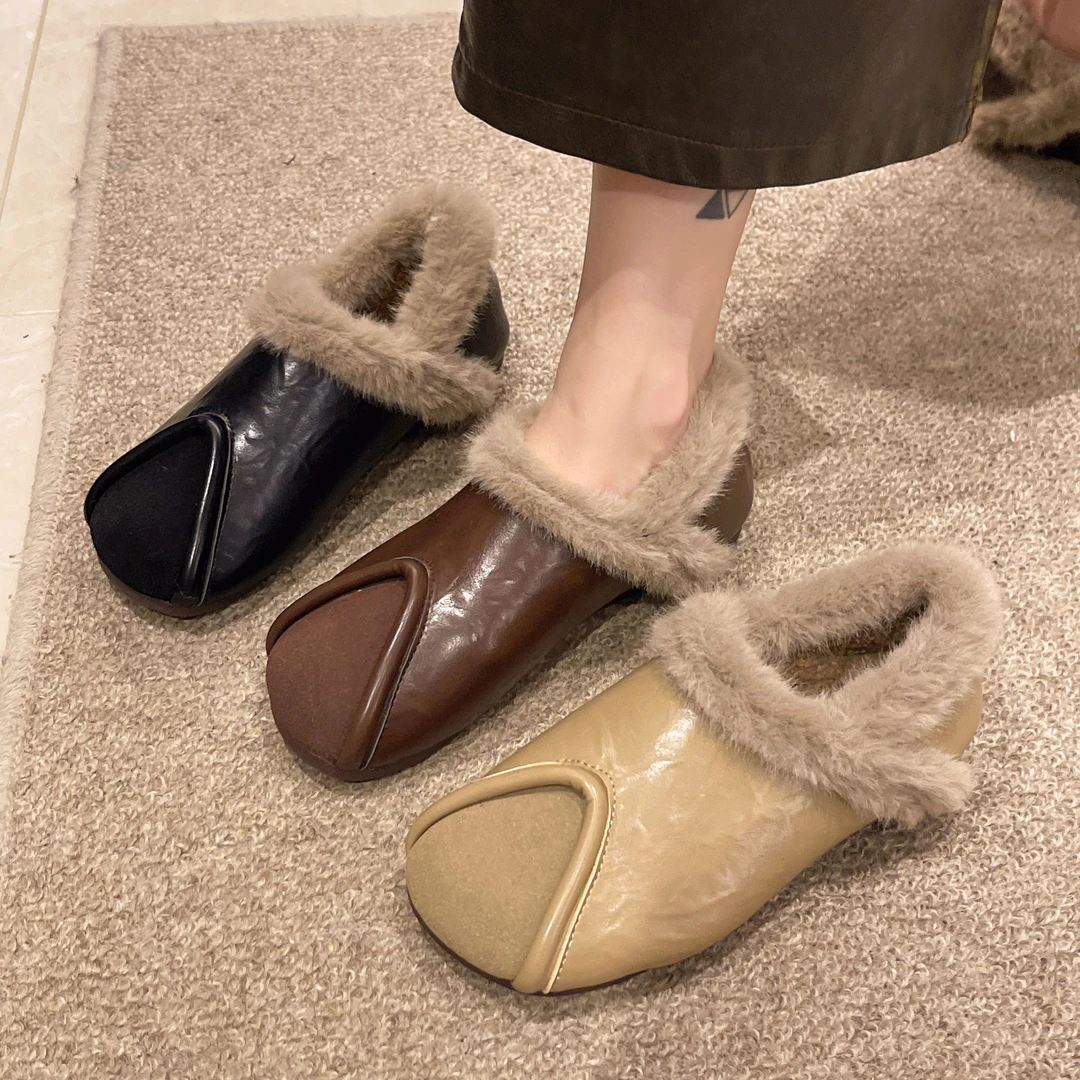 棉鞋女款冬季新款2025网红爆款软底软面毛毛鞋时尚一脚蹬豆豆鞋子