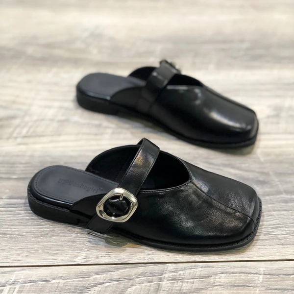 懒人包头半拖鞋女外穿韩版2024年春夏新款低跟百搭复古平底穆勒鞋