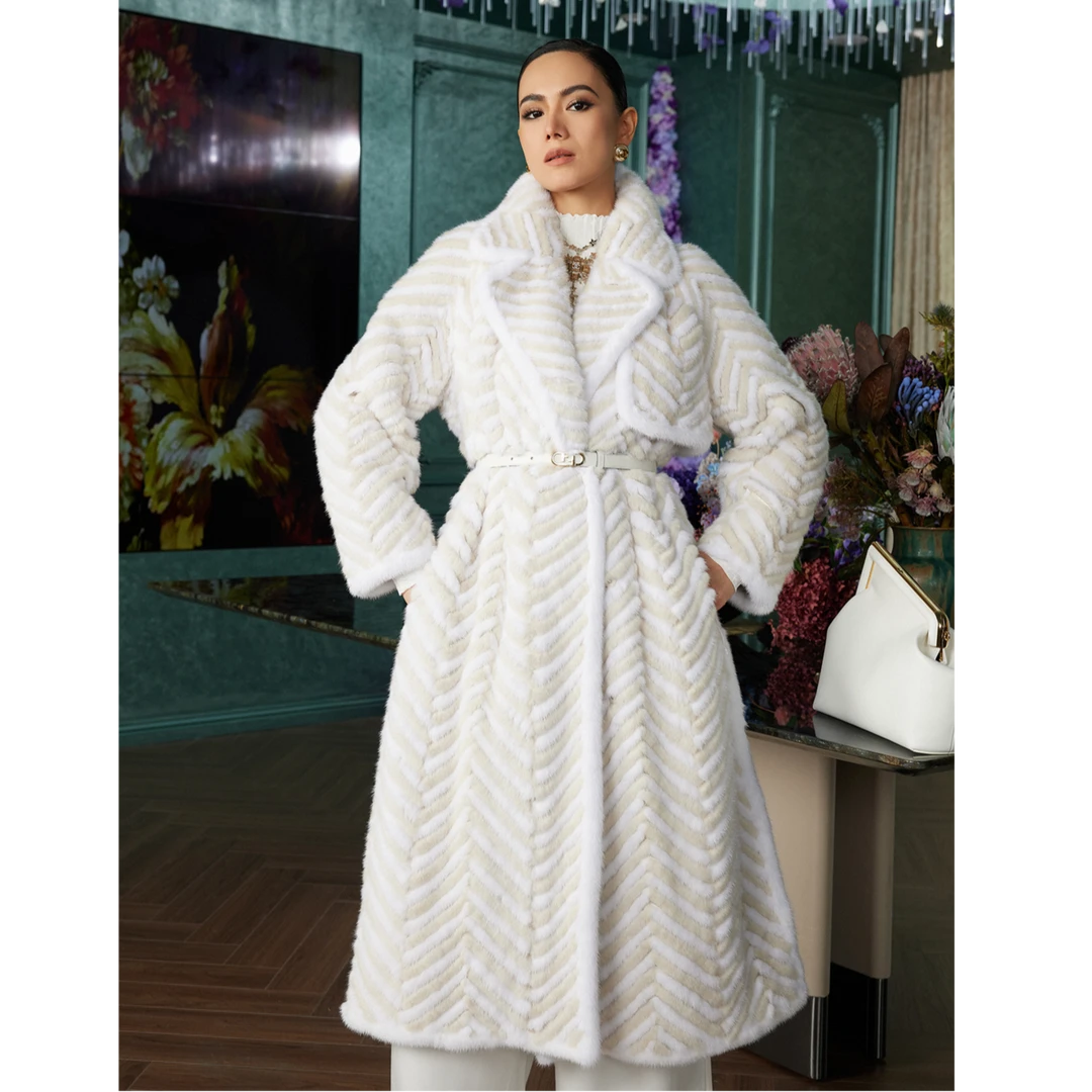 【罗马假日】2025新款水貂皮草外套双色工艺整貂大衣女年轻款S23127