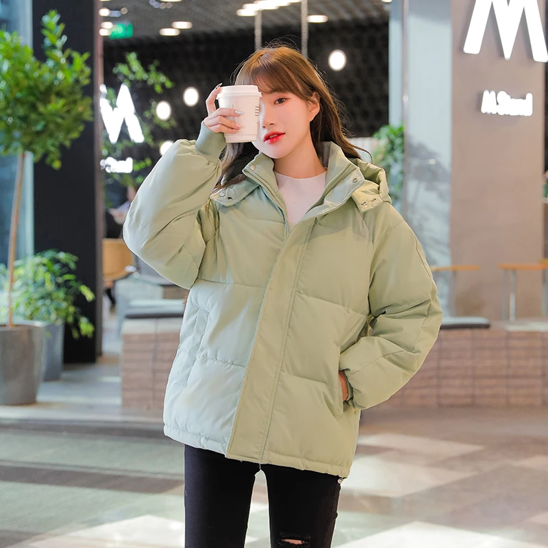 爆款棉衣女外套2022新款面包服棉袄冬装韩版宽松加厚短款连帽棉服